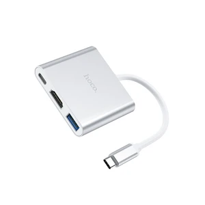 Изображение товара «Адаптер Hoco HB14 USB-C на USB 3.0 + HDMI + PD Silver»