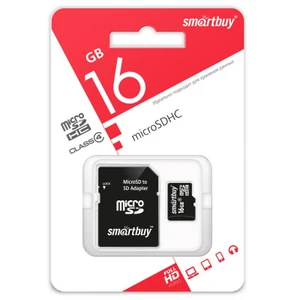 Изображение товара «Карта памяти SmartBuy microSD 16Gb, Class4 (SB16GBSDCL4-01)»