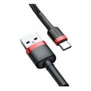 Кабель Basues USB For Type-C 3A 1M Cafule Cable Black/Red