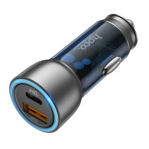 Изображение товара «Автомобильное зарядное устройство HOCO NZ8 43W, PD 25W Type-C USB-C+USB QC3.0 Blue»