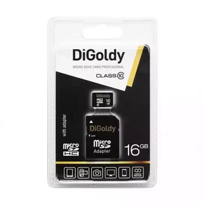 Изображение товара «Карта памяти Micro SDHC DiGoldy 10 Class 16 GB с адаптером SD»