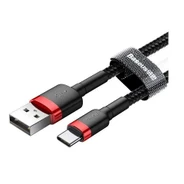 Кабель Basues USB For Type-C 3A 2M Cafule Cable Black/Red