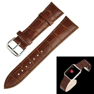 Изображение товара «Ремешок для Apple Watch 42мм, кожаный коричневый, классическая пряжка (крокодил)»